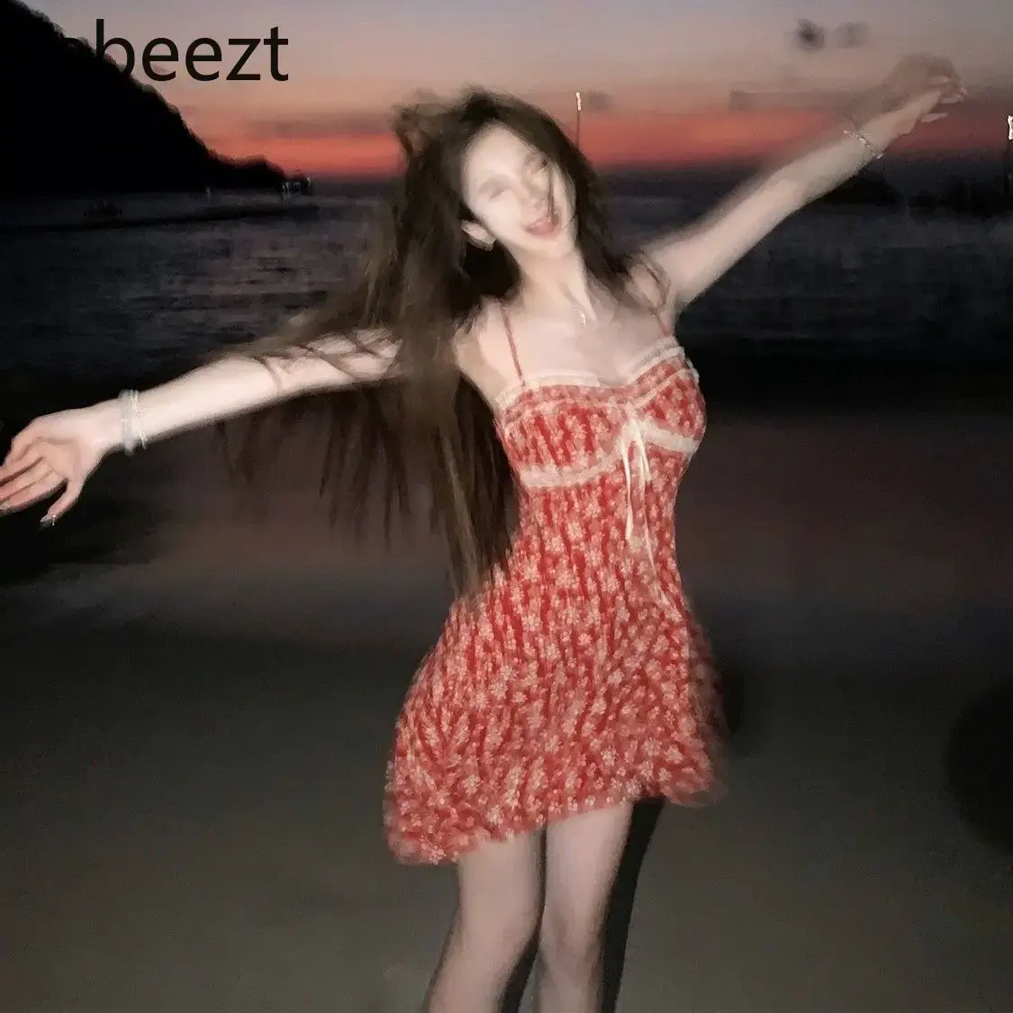 Beach Holiday Women Summer Long/short Waist Floral Gown Vestidos Elegantes Para Mujer Streetwear Slim Fit Slip Dress