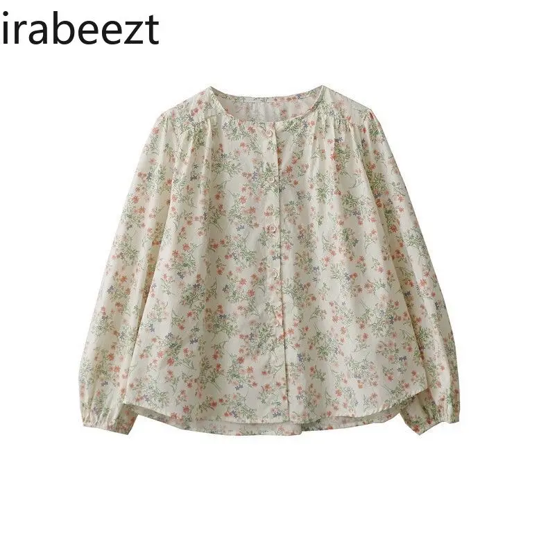 New French Gentle Floral Loose Shirt + Slouchy Long Skirt Two Pieces of Sets Women Conjunto Xadrez Feminino Saia E Cropped