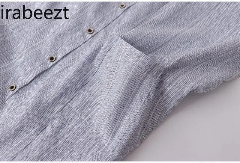 Summer New Japanese Retro Loose Slouchy Style Double Pocket Striped Single Breasted Long Shirt Dress Woman Vestido Emo