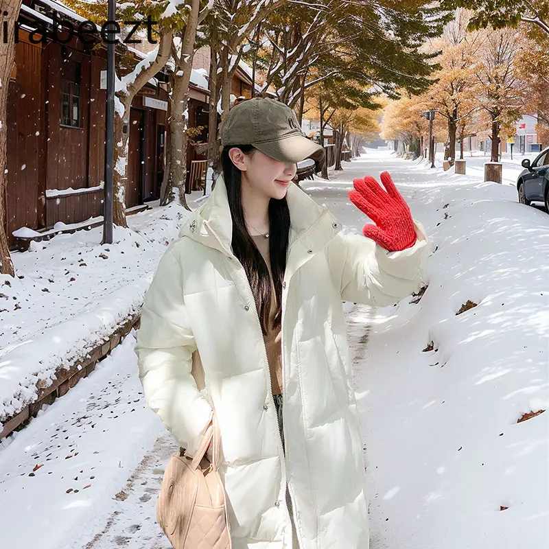 2024 New Over-the-knee Long Down Jacket Women's Fashion Padded Tops Loose Couple Thickened Korean Casaco Dourado Feminino
