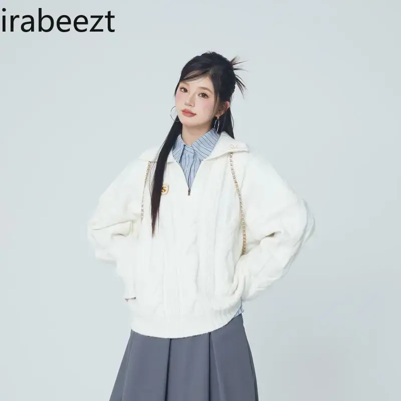 Preppy Loose-fitting Pullover Commuter Sweater for Women Fashion Popular Blusa De Frio Feminina Cardigan Mujer
