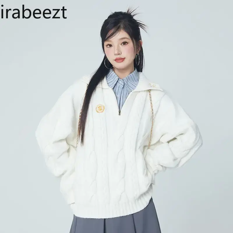 Preppy Loose-fitting Pullover Commuter Sweater for Women Fashion Popular Blusa De Frio Feminina Cardigan Mujer