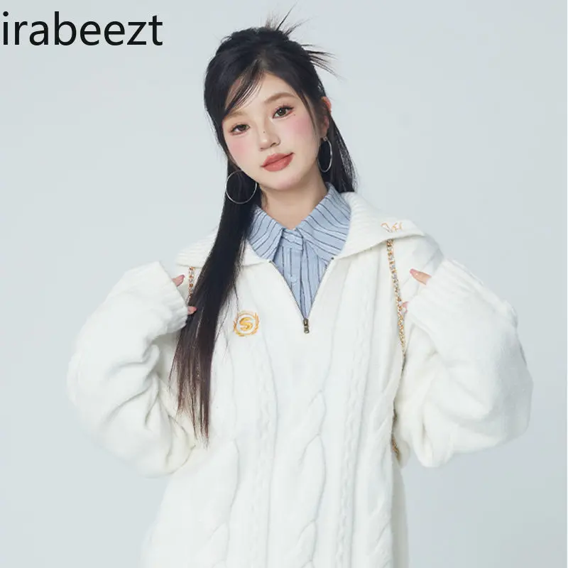 Preppy Loose-fitting Pullover Commuter Sweater for Women Fashion Popular Blusa De Frio Feminina Cardigan Mujer