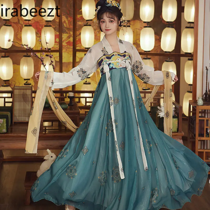 Original Tang Dynasty Thin Chest-length Skirt and Blouse Mid-Autumn Festival Set Girl Daily Chinese Traditional Dress Red Hanfu