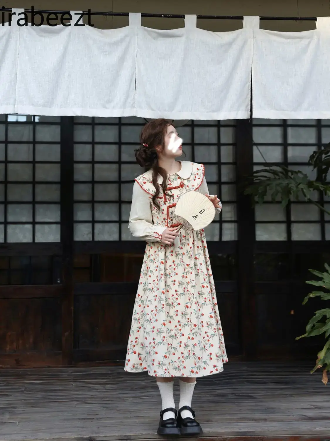 Big Size Women's Doll Collar Fake Two Floral Gown Cover Belly Thin Pastoral Style Sweet Age Reduction Long Vintage Dress