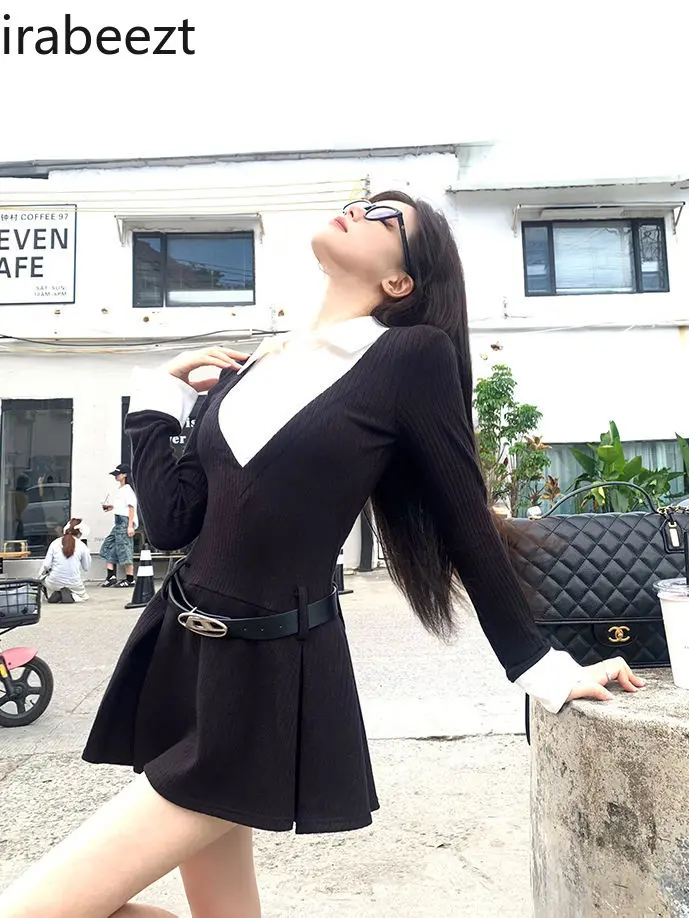Temperament Slim Long-sleeved Women's Fall Short High-grade Robe Vestido Feminino  Regulai Fit Fashion Popular Summer Dress