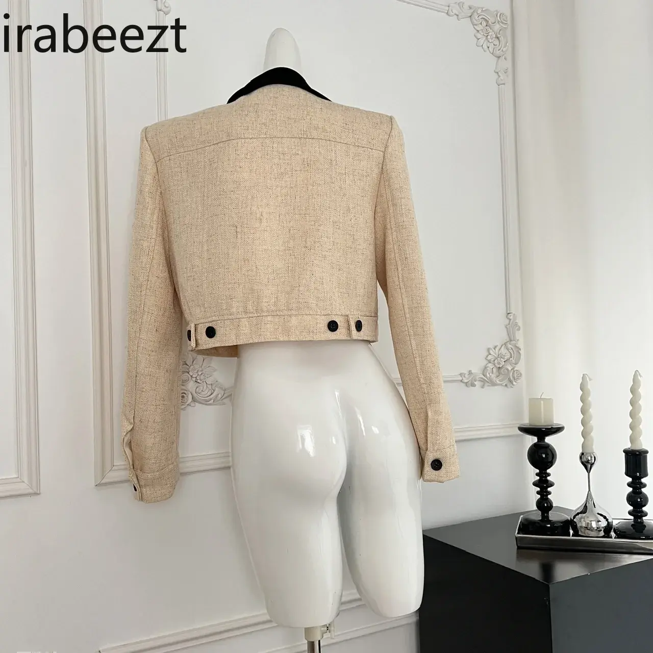 2024 Spring and Summer New Combination Color Collar Beige Elegant Coat Female Dating Girls Wear Jackets for Women