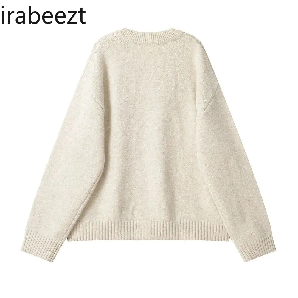 Retro Round Neck Bear Sweater Coat Autumn and Winter Women's Loose Casual Versatile Super Nice-looking Top Pulls