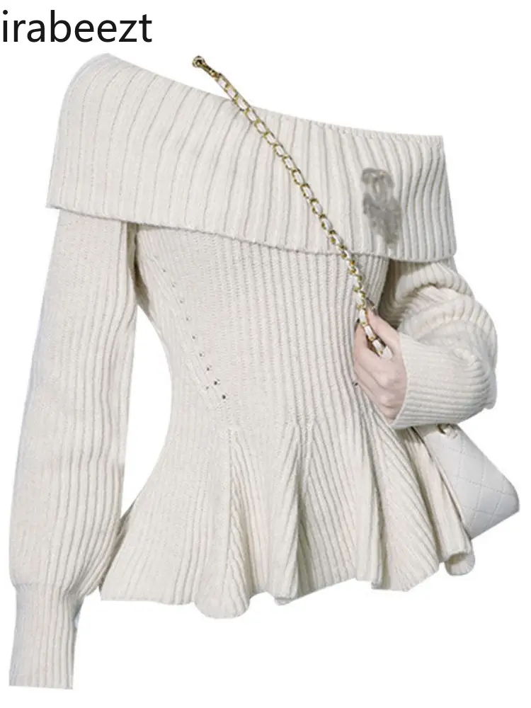 Unique Design Sense Fishtail Hem Big Lapel Shoulder Sweater Female Blusa De Frio Feminina Regulai Fit Sweater Women