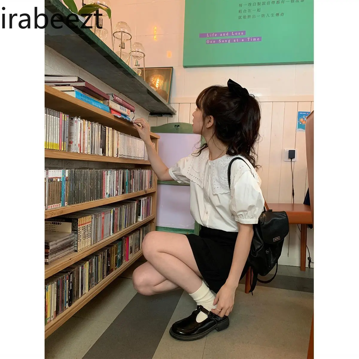 Sweet Japanese Lace Doll Collar Lace White Shirt Female 2025 Summer New Bubble Sleeve Design Top Blusas Femininas Elegantes