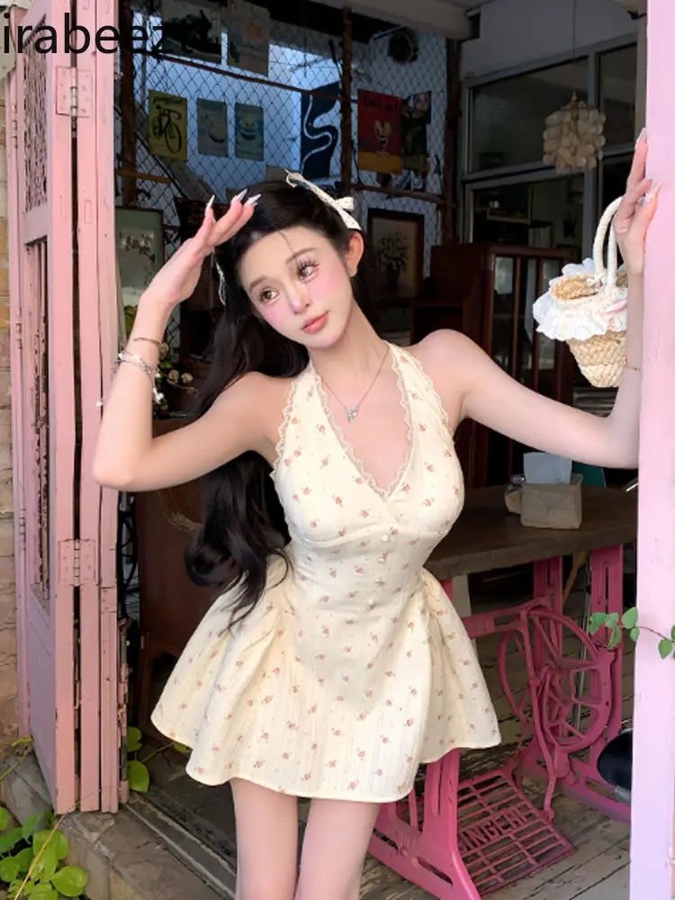 2025 Spring and Summer New Floral Fresh Slim Fit Casual Style Double Layer Short Vestidos De Mujer Popular Sexy Dress