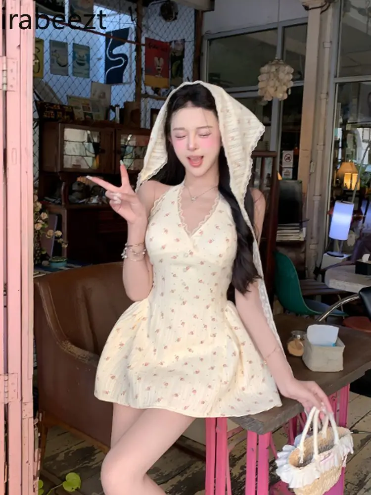 2025 Spring and Summer New Floral Fresh Slim Fit Casual Style Double Layer Short Vestidos De Mujer Popular Sexy Dress