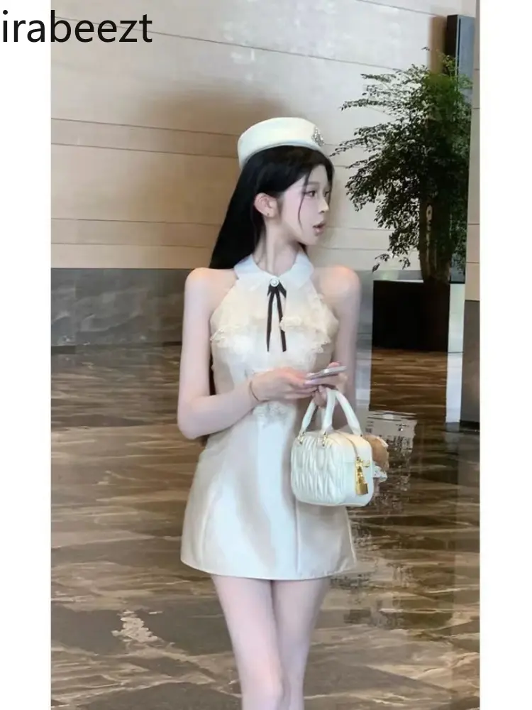 Temperament Gentle Light Luxury Noble Halter Neck Dress Female Summer New Waist Slim Hip Short sexi Night Dress Hot
