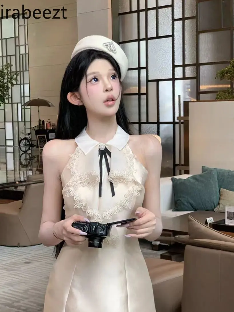 Temperament Gentle Light Luxury Noble Halter Neck Dress Female Summer New Waist Slim Hip Short sexi Night Dress Hot