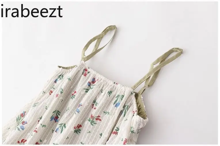 Long Vestido De Fiesta Mujer Para Una Boda Summer New Retro Chinese Style Loose Thin Floral Strapless Fake Two Slip Dress