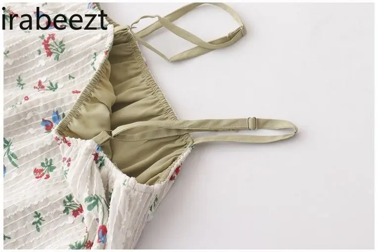 Long Vestido De Fiesta Mujer Para Una Boda Summer New Retro Chinese Style Loose Thin Floral Strapless Fake Two Slip Dress