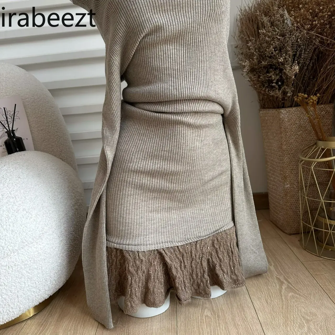One-shoulder Black Knit Sweater Dress Women's Spring Design Sense Patchwork Skirt Spice Robe Vestidos Para Grados