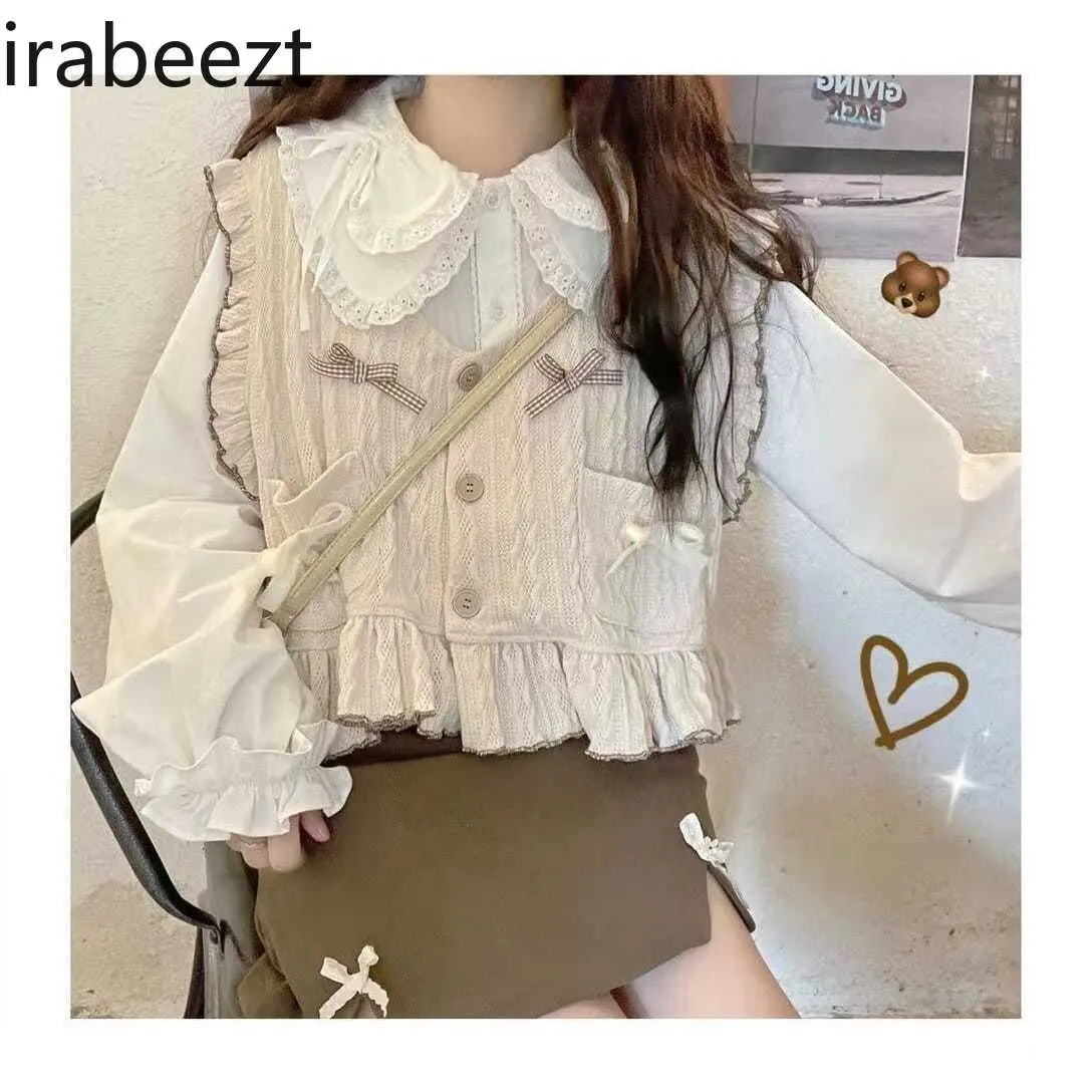 Inner Shirt Autumn Japanese Soft Girl Cute Lace Doll Collar Tie Long Sleeve Top Bottoming Camisa Feminina Victorian Blouse White