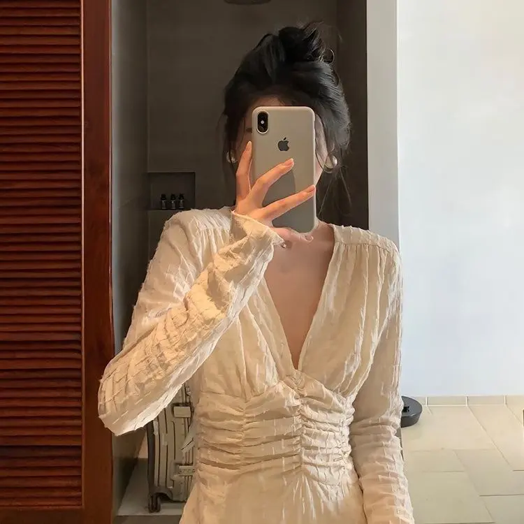 Fashion High-end Delicate White Dress Slim Fit Robe Demoiselle D Honneur Femme Courte  Mainland China Long Dress Bodycon Dress