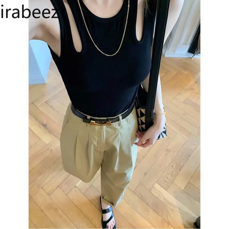 Female Casual Korean Fashion Clothing Summer Women Clothes Large Size Outside Wearing American Halter Small Vest