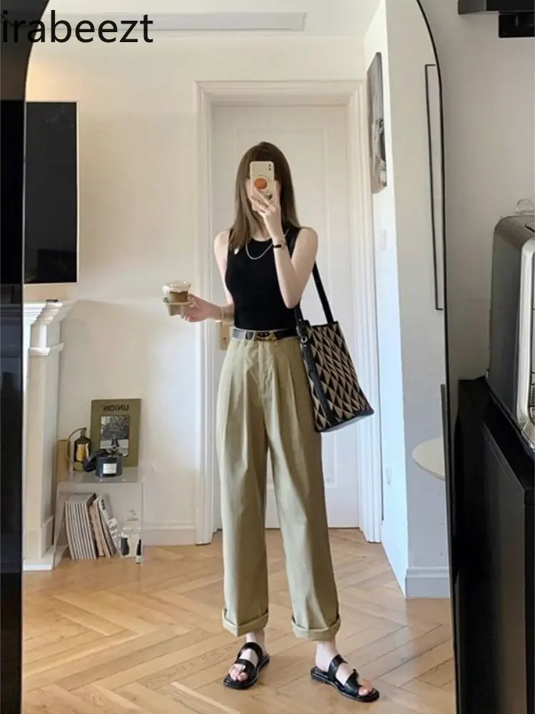Female Casual Korean Fashion Clothing Summer Women Clothes Large Size Outside Wearing American Halter Small Vest