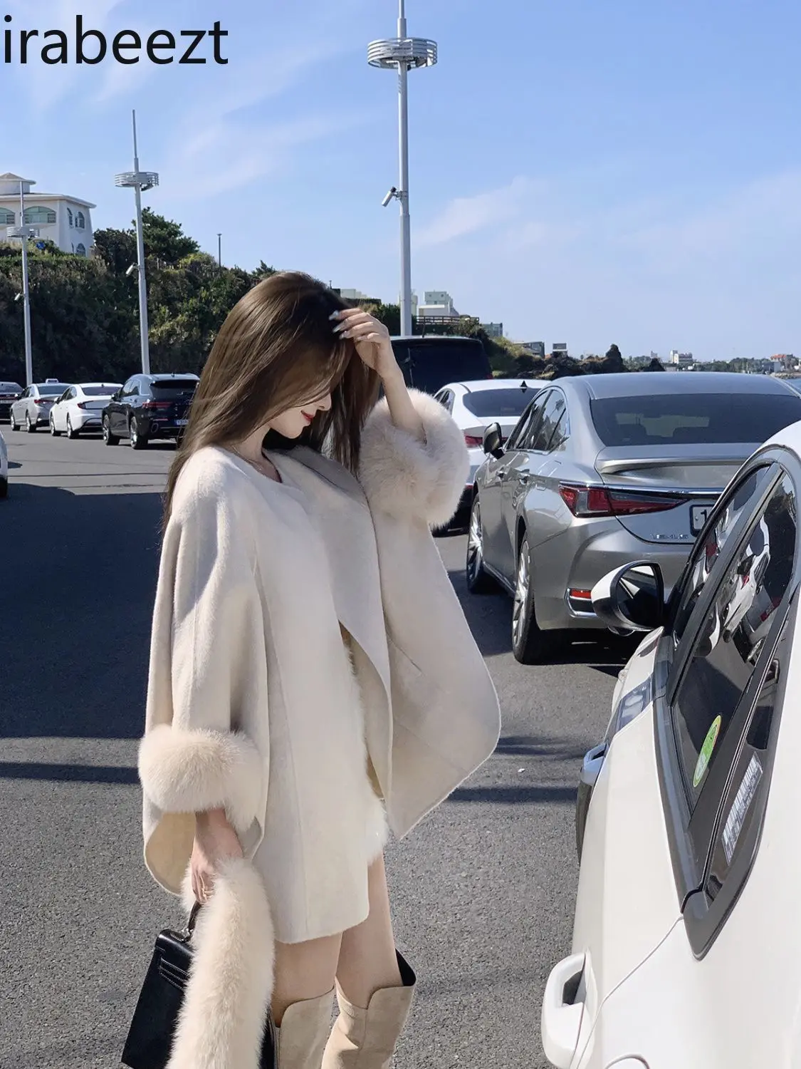 Autumn and Winter New Home Color Goddess Fan Hair Double-sided Cape Jacket Woman Casaco Feminino Mainland China Wool Coat