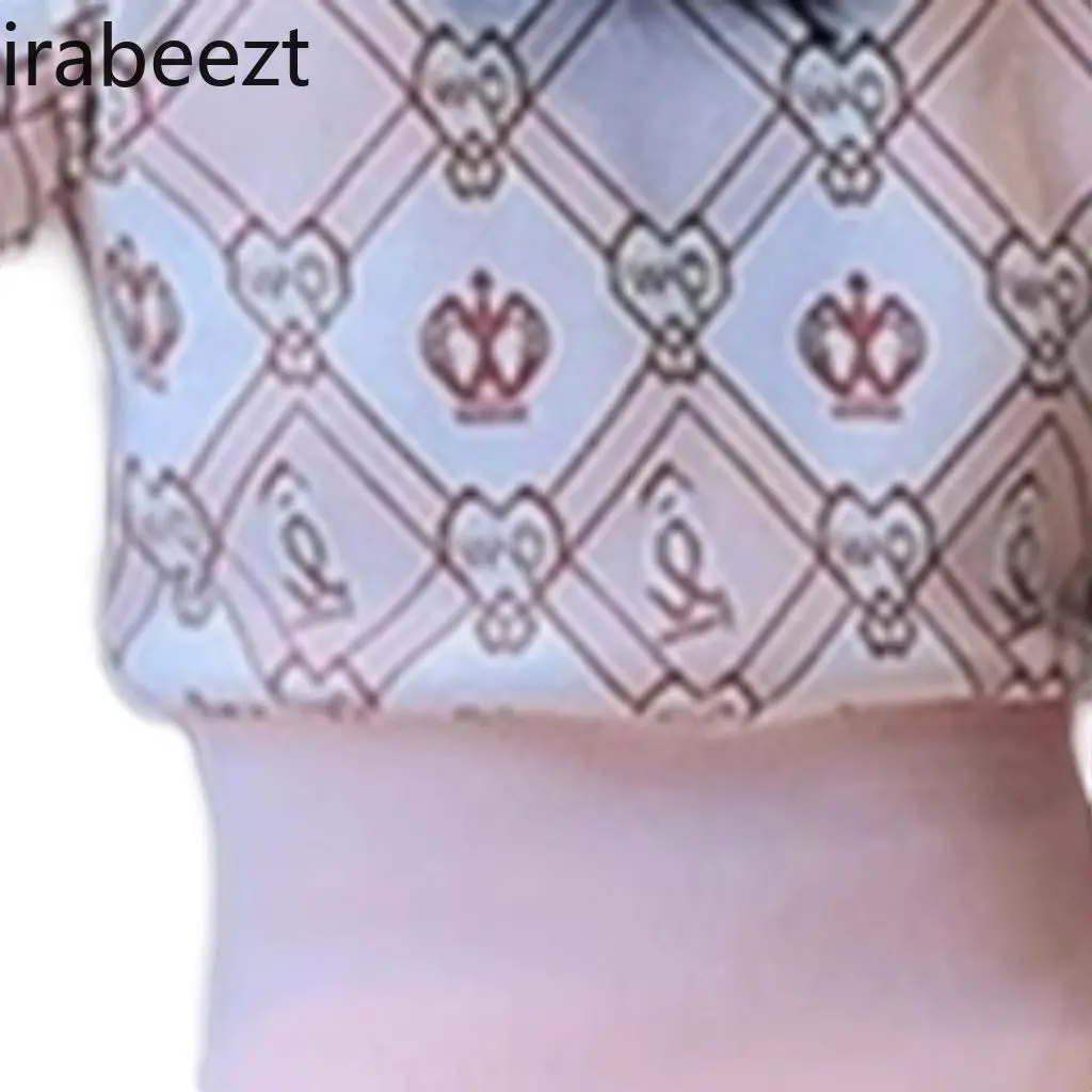 2025 Summer New Crown Embroidery Ice Silk T-Shirt Women's Bow Collar Short Sleeve Double Button Knit Top Slim Fit Blouse