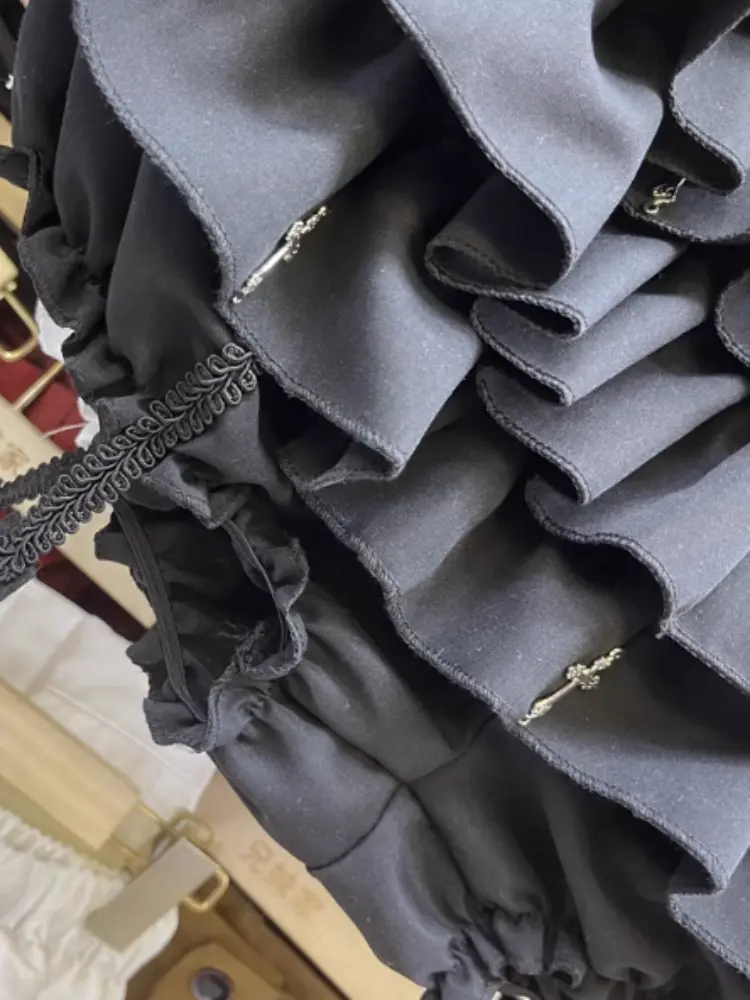 Gothic Abi Style Cross Fashion All-match Puffy Skirt 2025 Spring New Anti-exposure Cake Shaped A Line Skirt