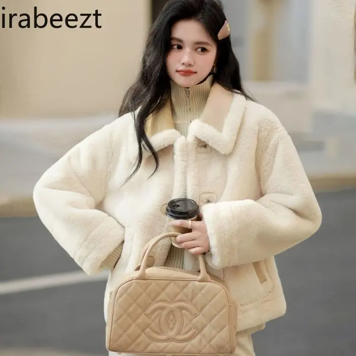 Two Sides Wear Fur One Loose Coat Female 2024 Winter New Fashion Niche Suede Thickened Motorcycle Suit Casual Jackets