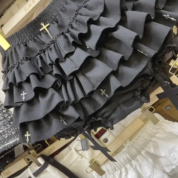 Gothic Abi Style Cross Fashion All-match Puffy Skirt 2025 Spring New Anti-exposure Cake Shaped A Line Skirt