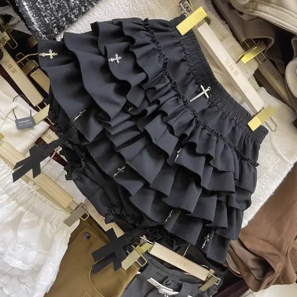 Gothic Abi Style Cross Fashion All-match Puffy Skirt 2025 Spring New Anti-exposure Cake Shaped A Line Skirt