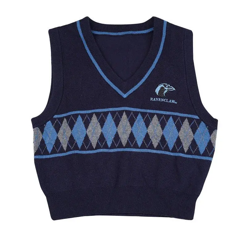 Women's Vests V-Neck Contrast Diamond Plaid Sleeveless Embroidered Vest American Retro Fashion Knitted Pullovers Lady's Clothing