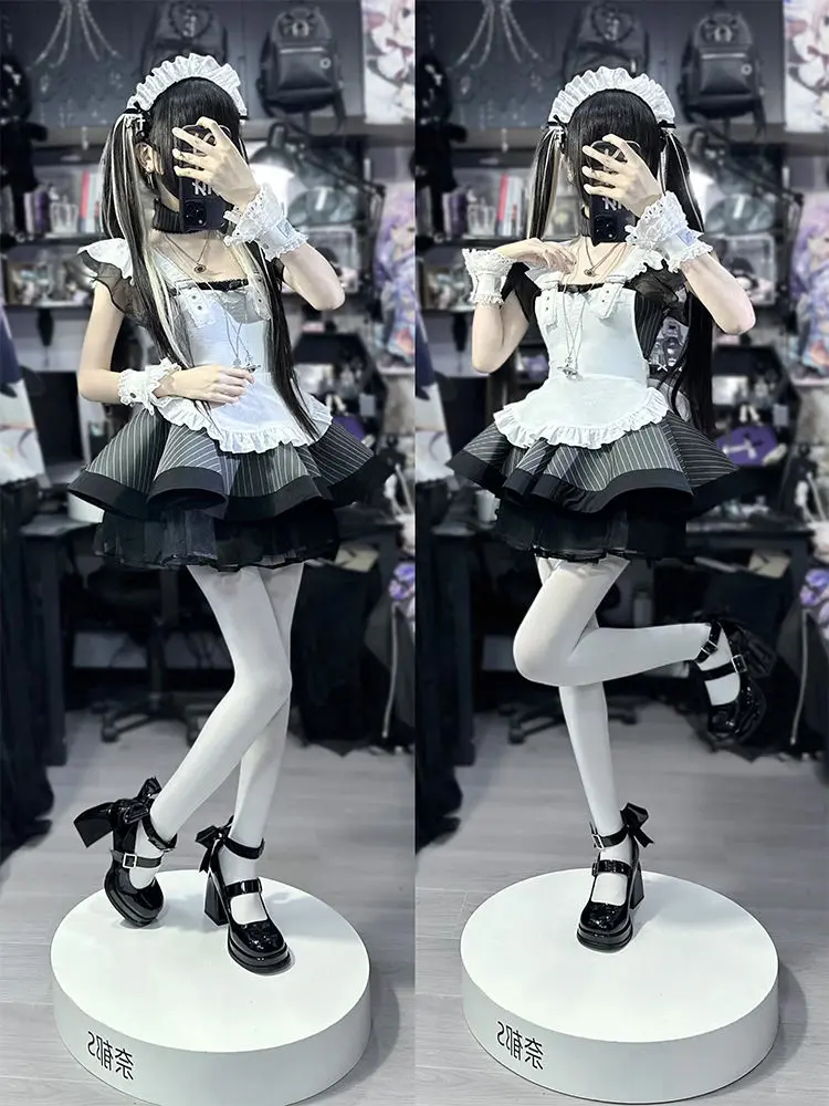 Lolita Maid Gown Vintage Elegant Apron Set Kawaii Japanese Style Women's Cosplay Party Dress Vestido Lolita Gotica