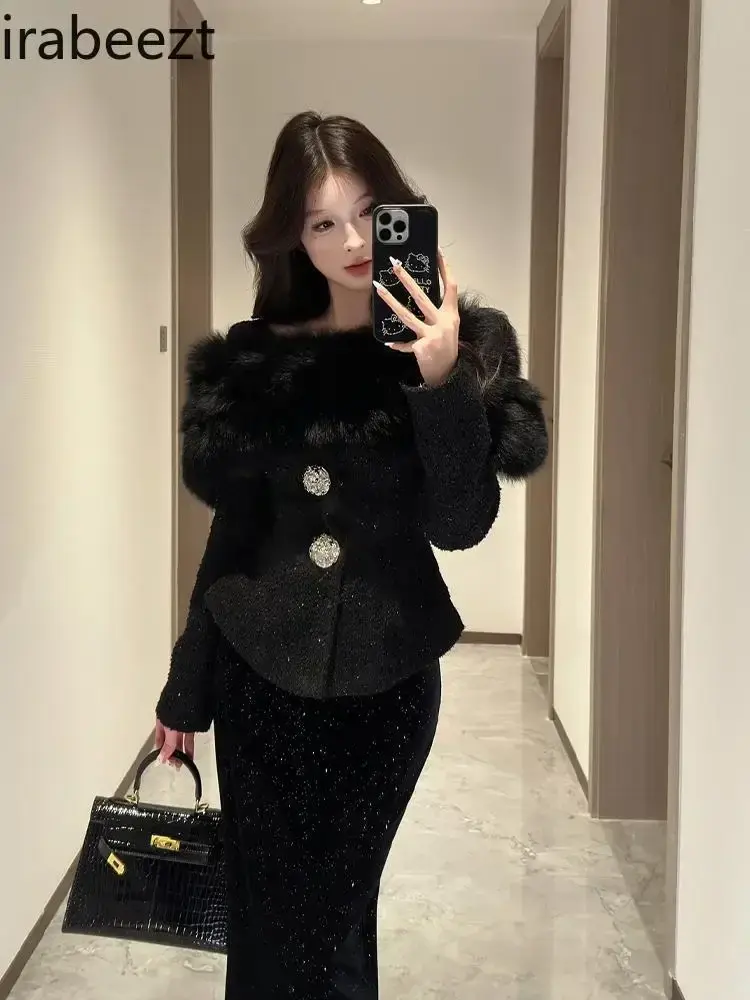 French Elegant High-grade Coat Women Spring High Waisted Fishtail Skirt Conjunto Blazer Y Falda Womens Two Peice Sets