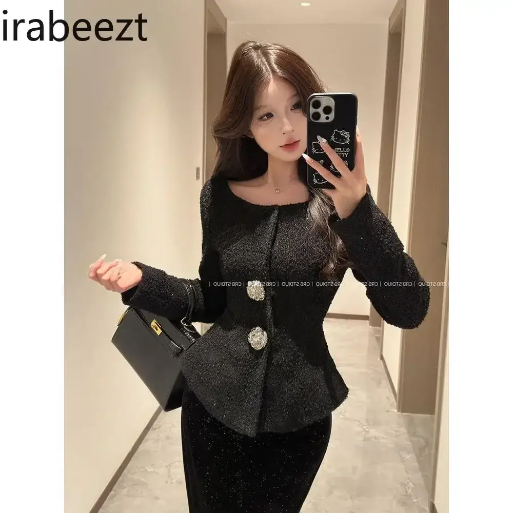 French Elegant High-grade Coat Women Spring High Waisted Fishtail Skirt Conjunto Blazer Y Falda Womens Two Peice Sets