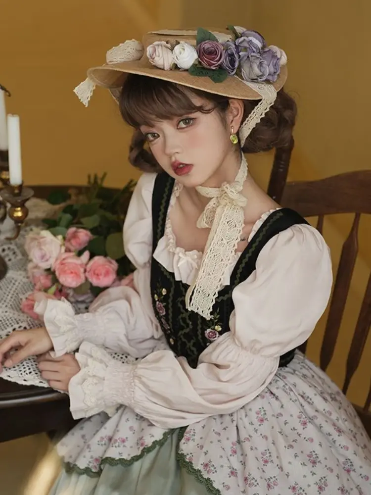 Original Design Print Lolita Dress Girls' Embroidered JSK Dresses Solid Blouse Платье В Корейком Стиле Spring Fashion Clothing