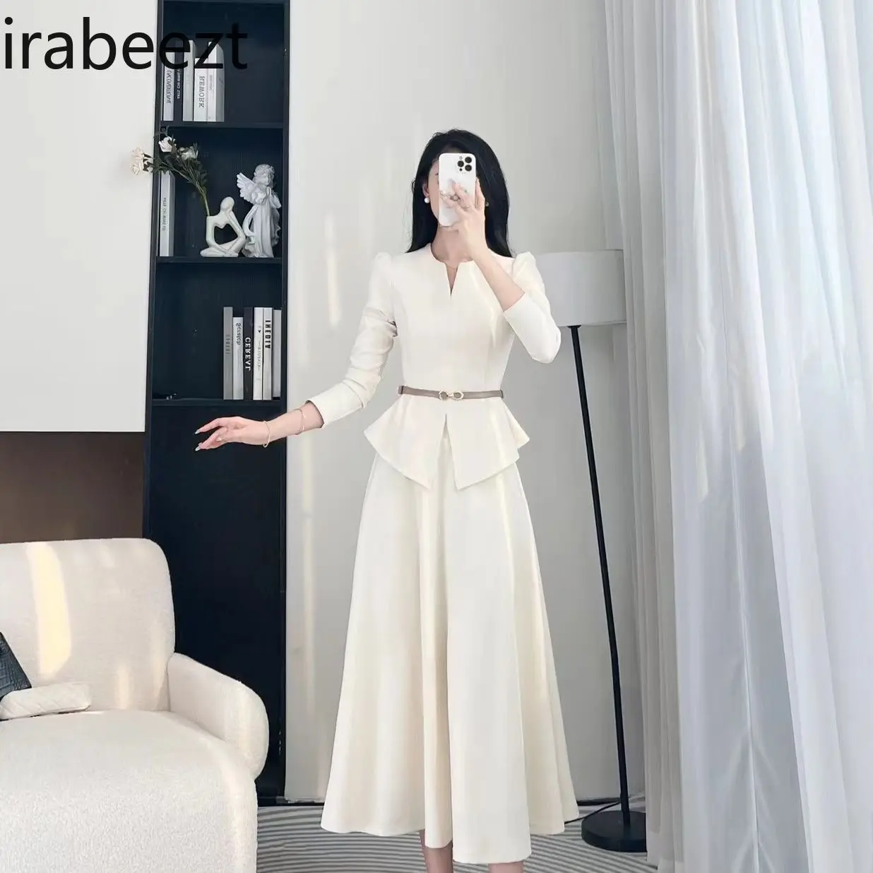 Autumn New Long-sleeved Fashionable Waist Suit Slim Top High-end Skirt Conjuntos De Saias Ensemble Femme 2 Pièces Chic Jupe
