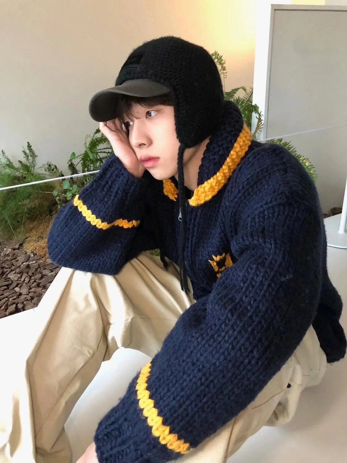 Retro Lazy Color Contrast Jacquard Design All-match Sweater Men's and Women's New Autumn Loose Atmosphere Knitwear