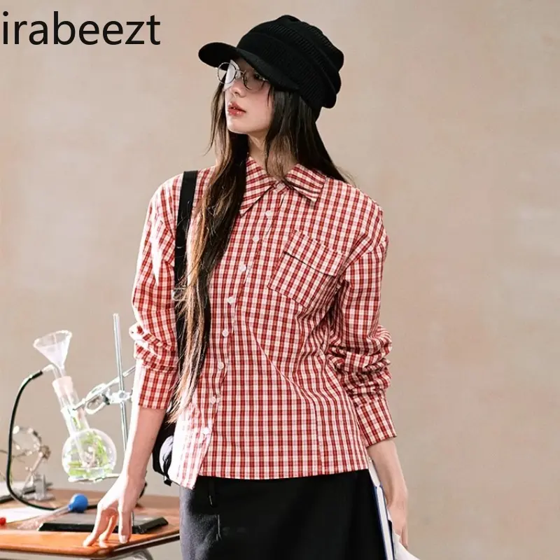 Pure Cotton Pastoral Style Pattern Shirt Women's Winter Design Irregular Casual Versatile Top Blusas Estampadas