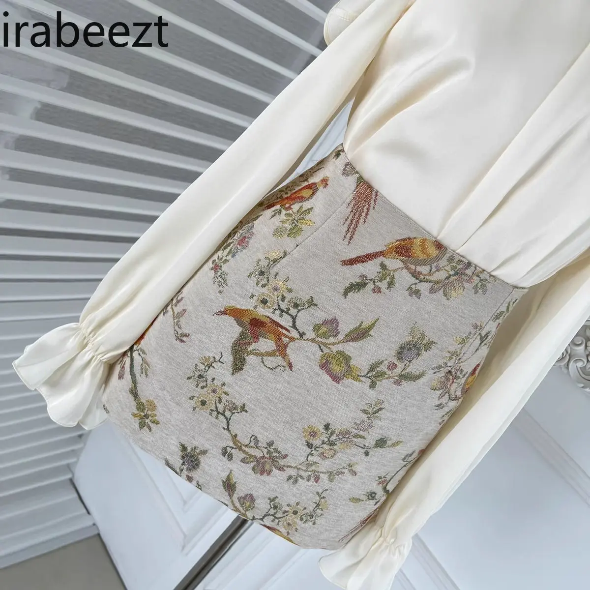 French Chic Off-Shoulder Crop Top + A-Line Printed Midi Skirt Set - Spring Summer 2025 Fashion Women's Two-Piece Outfit