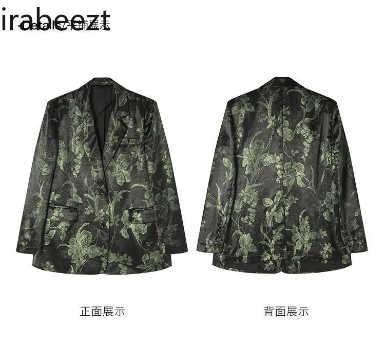 High-grade Black Suit Jacket for Women 2024 Spring and Autumn New French Temperament Age-reducing All-match Printed Blazer