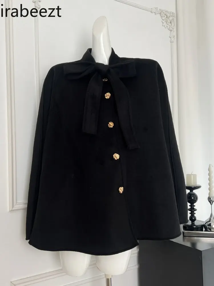 Fashion Popular Cape Double-sided Tweed Coat Mainland China Chamarras Para Mujer Loose Fit Daily Wear Jackets for Women