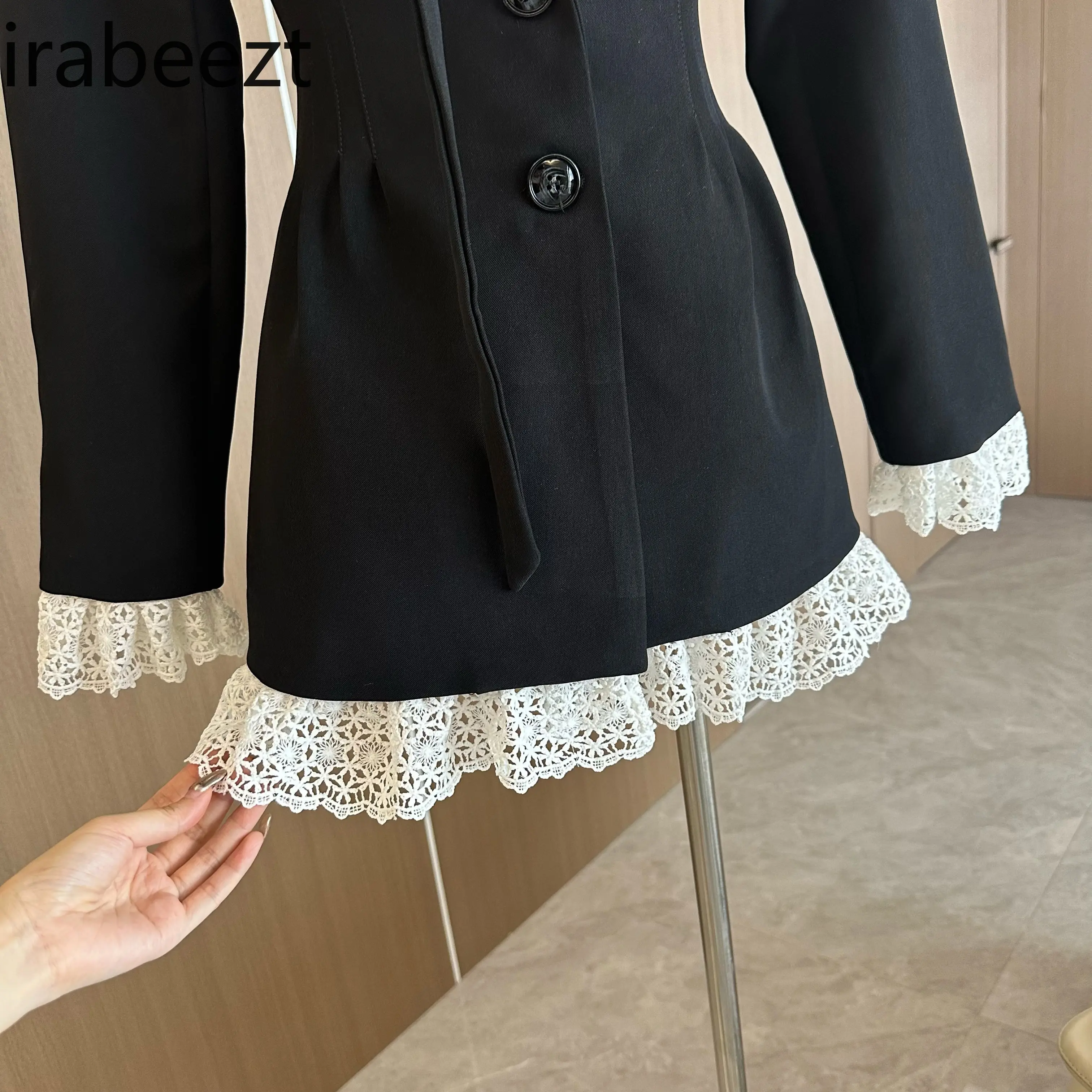 Lace Patchwork Coat Female Sweet Temperament Top Casacos De Inverno Feminino Waist Slimming Fashion Jackets for Women