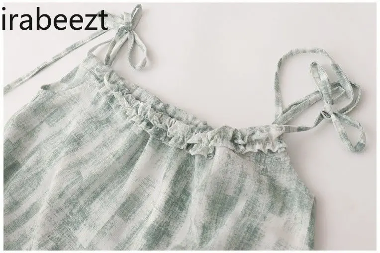Camiseta Sin Mangas Sexy Para Mujer Summer New Temperament Niche Design Irregular Lacing Loose Thin Green Halter Vest Top