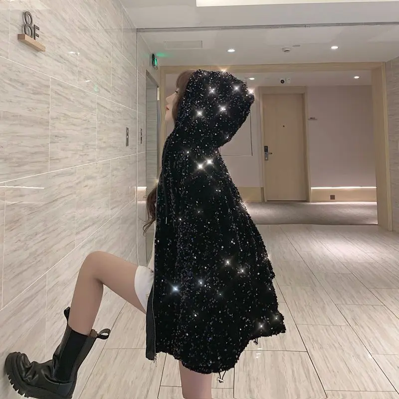 Star Hooded Coat Women's 2024 Spring New Korean Version Fashion Short Tops Spring Summer Loose Fit Chaquetas Para Mujer