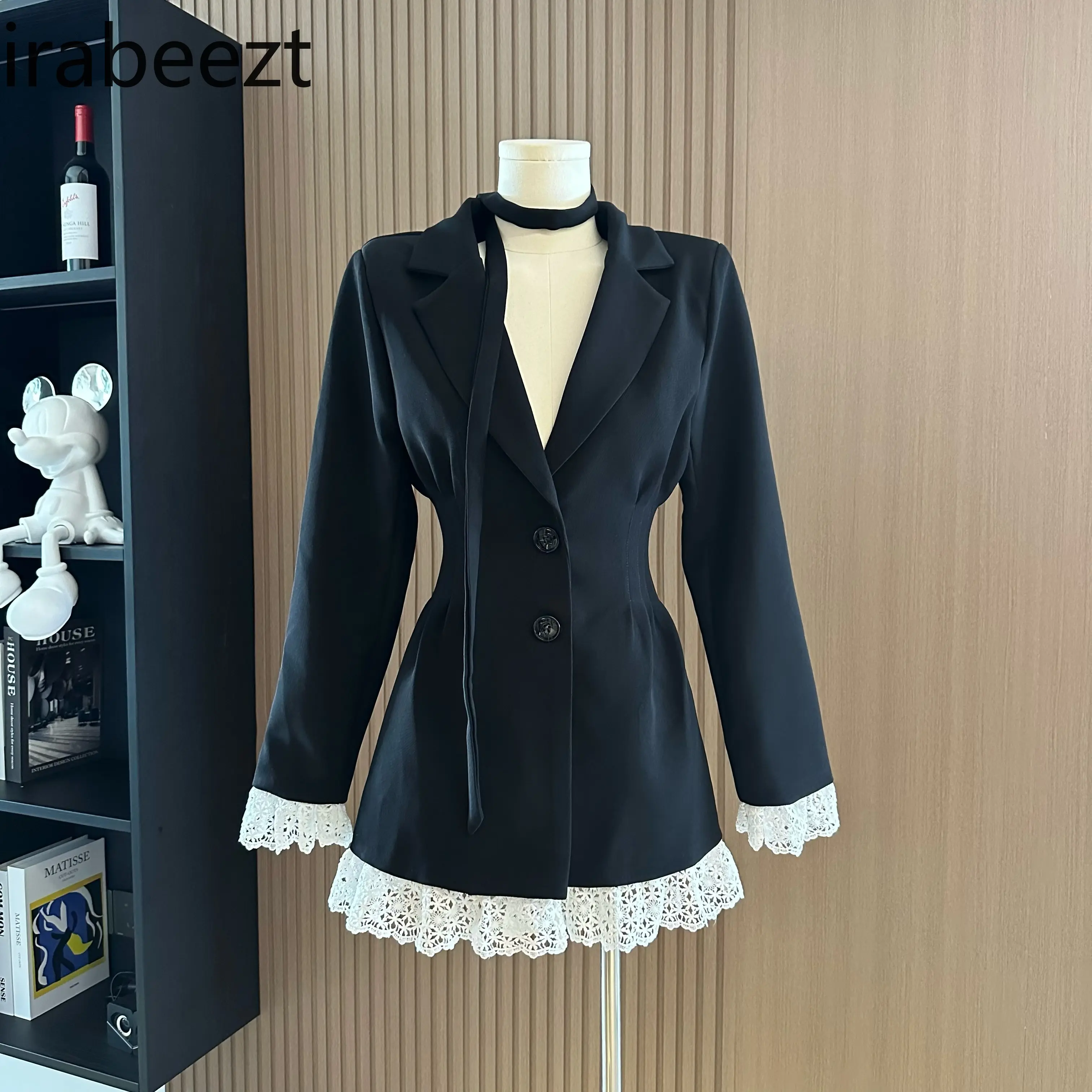 Lace Patchwork Coat Female Sweet Temperament Top Casacos De Inverno Feminino Waist Slimming Fashion Jackets for Women