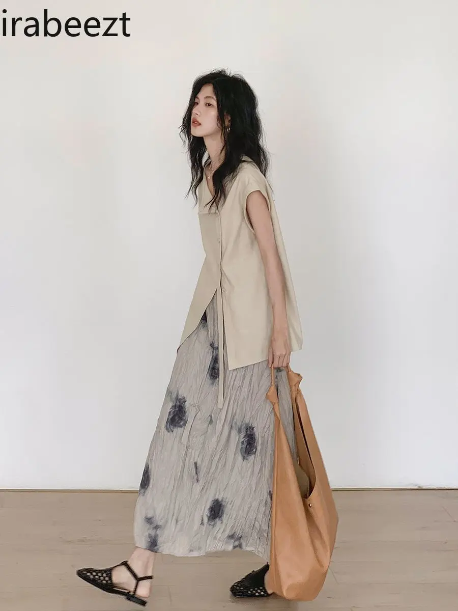 New Chinese Style Loose Batwing Sleeves Blouse & Skirt Two-Piece Set for Women – High-End Fashion Casual & Commuting Wear