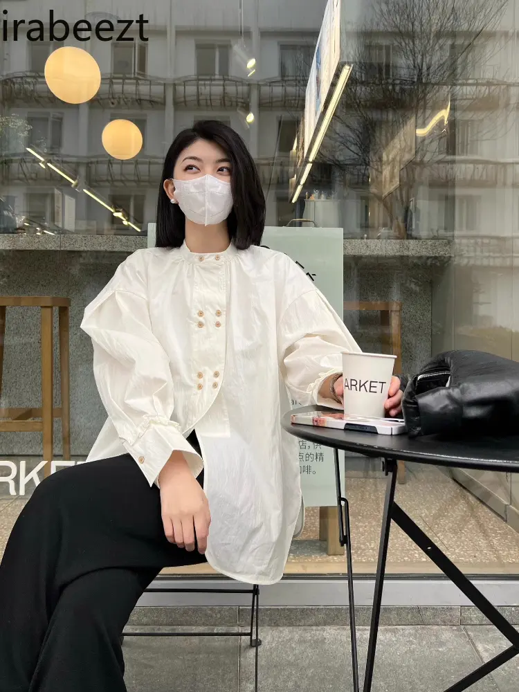 White Long-sleeved Shirt for Women 2025 Summer New Loose Design Niche Outerwear Sunscreen Thin Jacket Blusas Estampadas