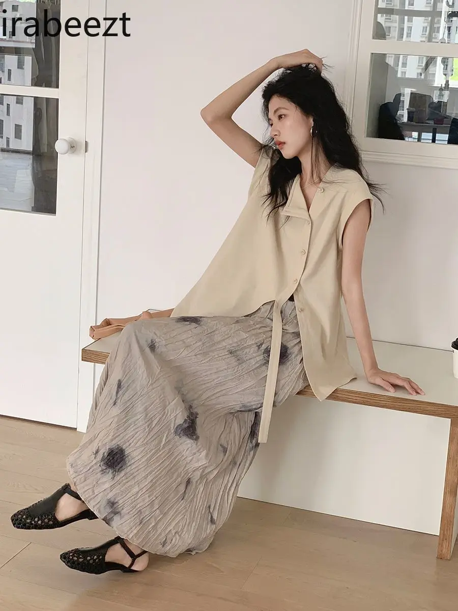 New Chinese Style Loose Batwing Sleeves Blouse & Skirt Two-Piece Set for Women – High-End Fashion Casual & Commuting Wear