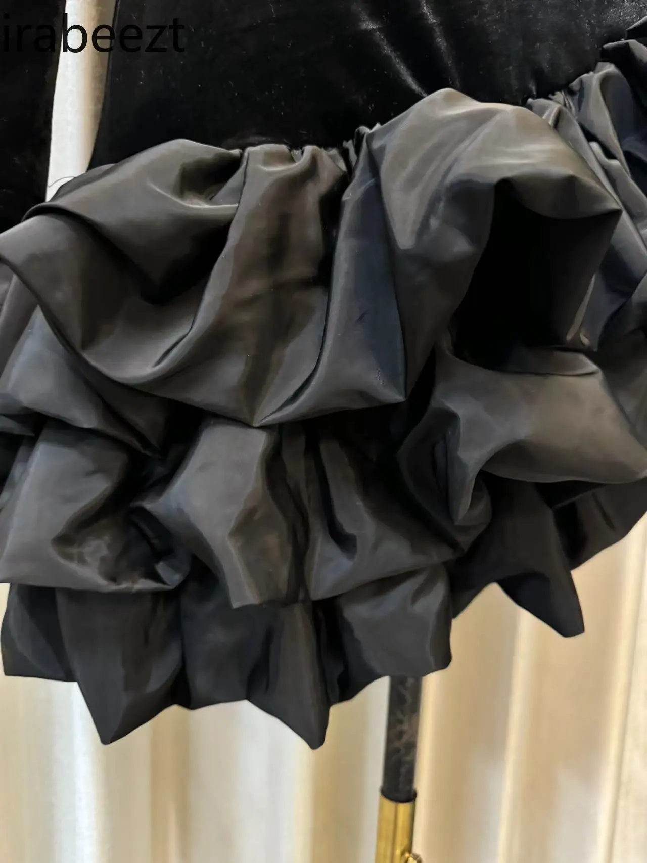 Velvet Patchwork Layered Flanged Irregular Slim Mini Skirt Feminine Slimming Dress Short Vestidos De Fiesta Summer Dress Women